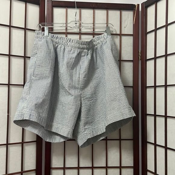 POLO RALPH LAUREN PINSTRIPE SEERSUCKER DRAWSTRING SWIM TRUNKS SHORTS‎ SIZE XL - Picture 1 of 6